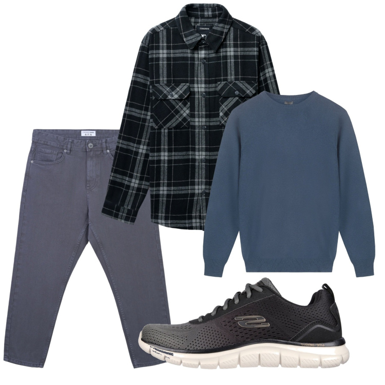 Outfit uomo - Autunno. Stile Casual per Tutti i giorni. Abbinamento con jeans, cappotti, sneakers, maglieria.