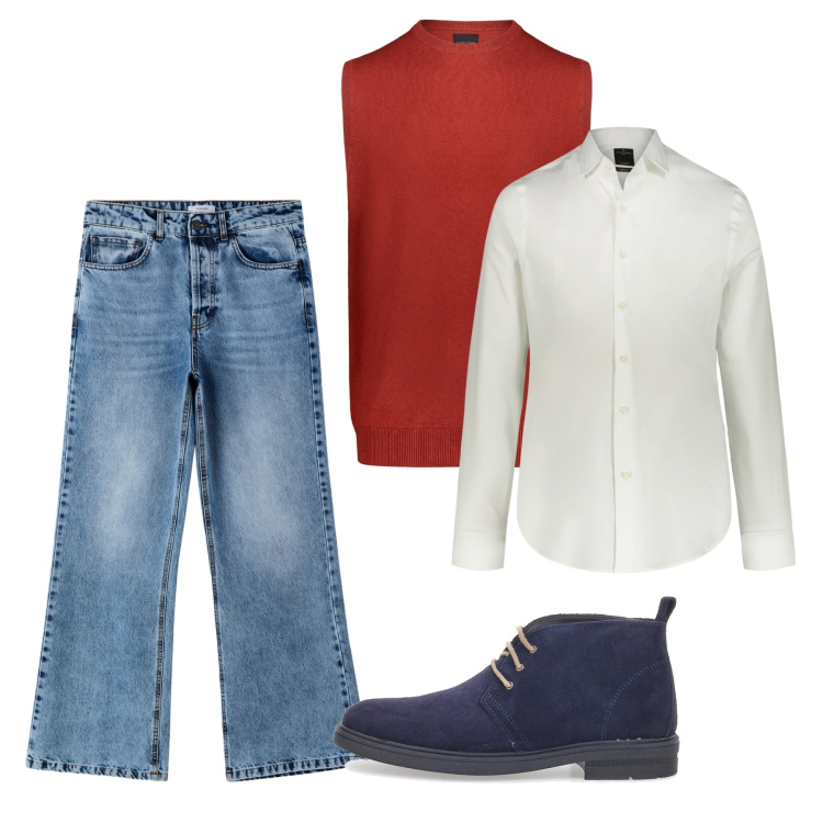 Outfit uomo - Casual. Stile Casual per Tutti i giorni. Abbinamento con jeans, gilet, camicie, stivali e stivaletti.