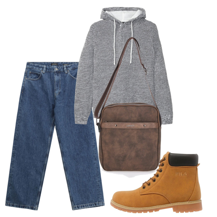 Outfit uomo - Casual. Stile Casual per Tutti i giorni. Abbinamento con maglieria, jeans, portafogli, stivali e stivaletti.