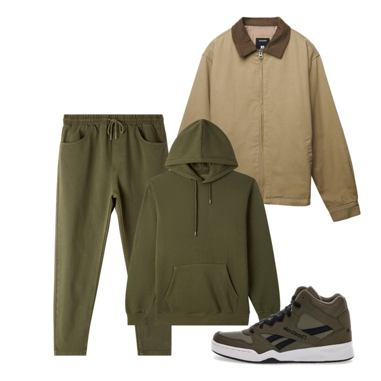 Outfit uomo - Novembre. Stile Casual per Tutti i giorni. Abbinamento con pantaloni, felpe con cappuccio, cappotti, sneakers.