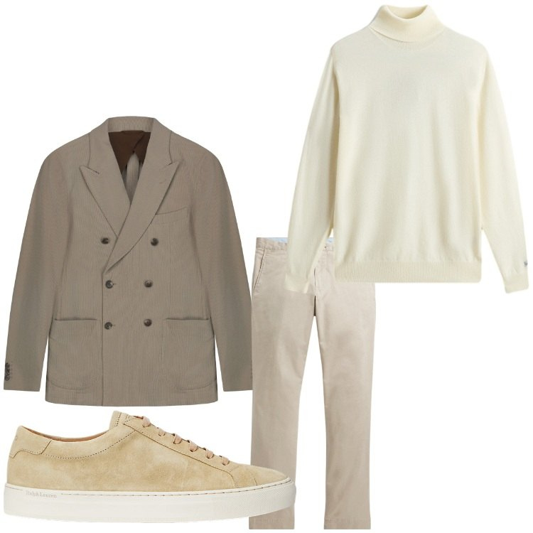 Outfit uomo - Neutro. Stile Casual per Tutti i giorni. Abbinamento con pantaloni, sneakers, maglieria, giacche.