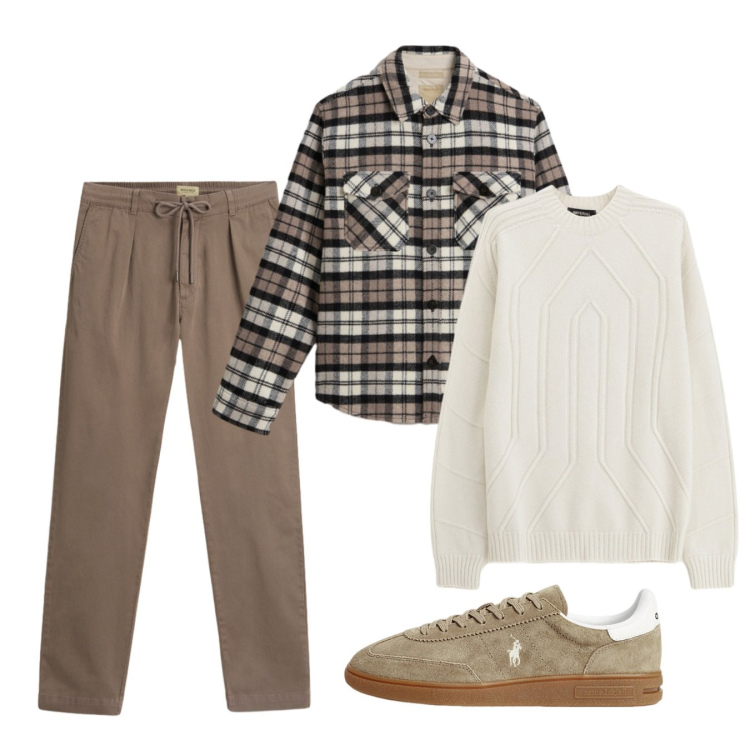 Outfit uomo - Weekend in città. Stile Casual per Tutti i giorni. Abbinamento con pullovers, sneakers, pantaloni, cappotti.