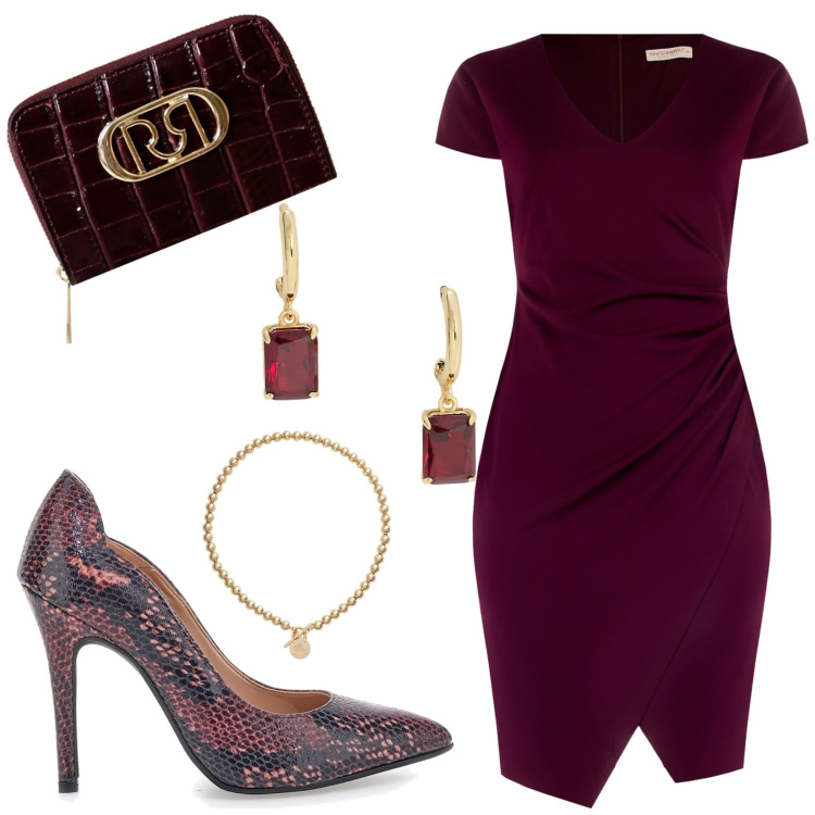 Outfit donna - Total look #2283238. Abbinamento con vestiti a tubino, portafogli, collane, orecchini, décolleté.