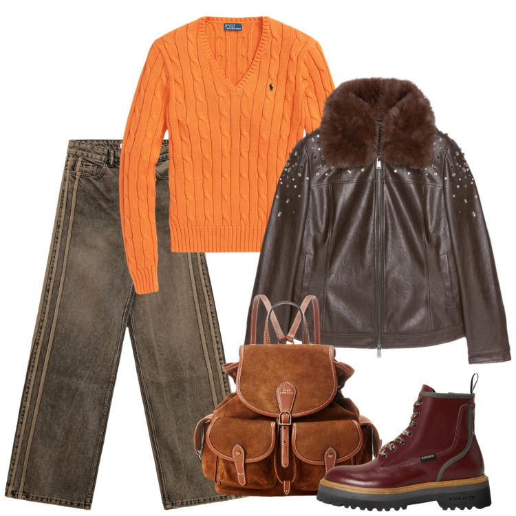 Outfit donna - Novembre pratica e chic. Stile Chic per Tutti i giorni. Abbinamento con jeans, maglieria, zaini, anfibi, giacche.