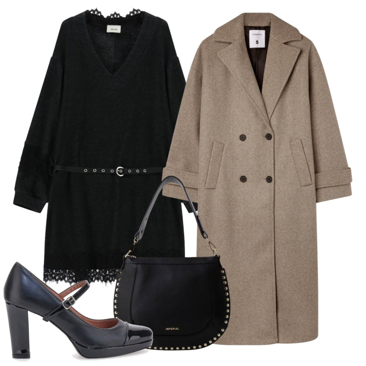 Outfit donna - Serata. Stile Chic per Serata fuori. Abbinamento con cappotti, borse a spalla, vestiti corti, décolleté.