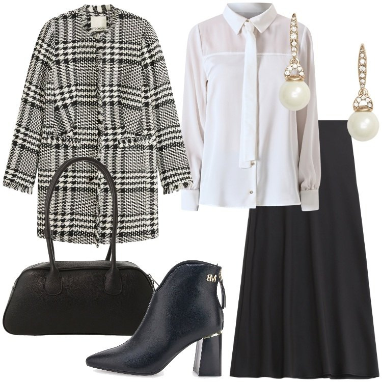 Outfit donna - A novembre con gli stivaletti @susystyle. Stile Bon Ton per Serata fuori. Abbinamento con blazer, camicie, gonne lunghe, borse a mano, orecchini, stivaletti.