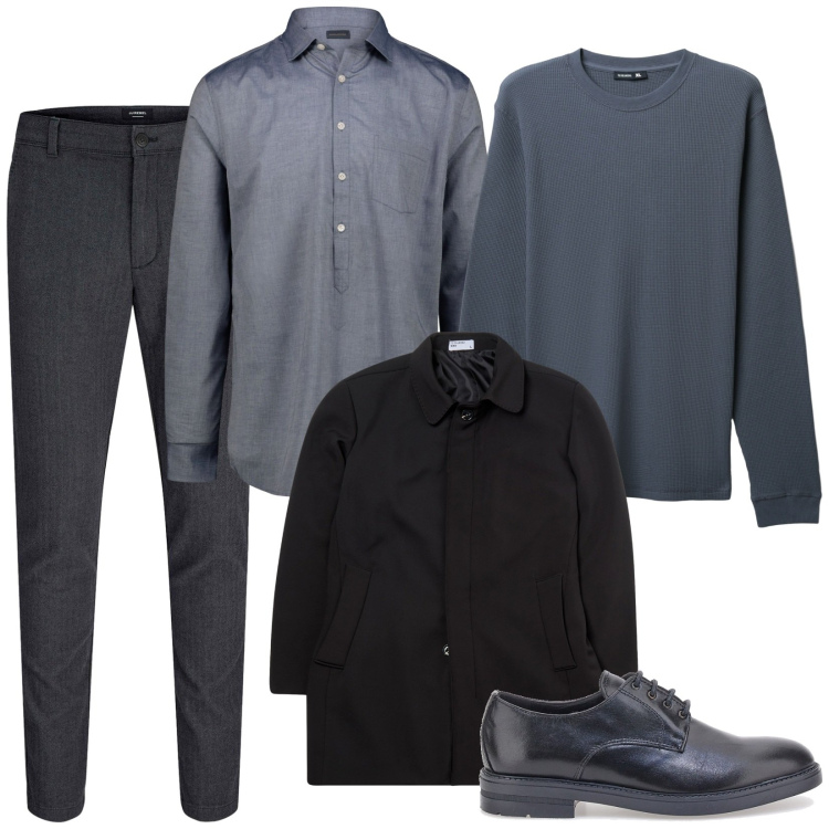 Outfit uomo - Total look #2283420. Stile Business/Elegante per Ufficio. Abbinamento con pantaloni chino, maglieria, eskimo, scarpe stringate, camicie.