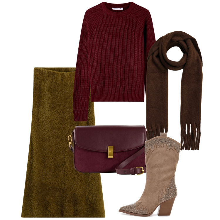 Outfit donna - Novembre. Stile Bon Ton per Tutti i giorni. Abbinamento con borse a mano, gonne, maglieria, sciarpe, stivali.