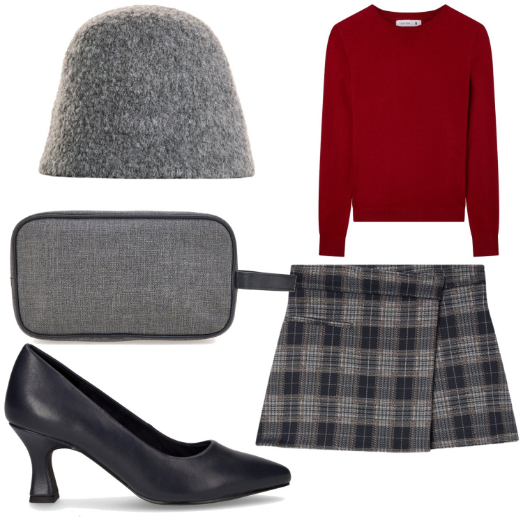 Outfit donna - Stile parigino. Stile Chic per Tutti i giorni. Abbinamento con cappelli, minigonne, maglieria, valigie, décolleté.