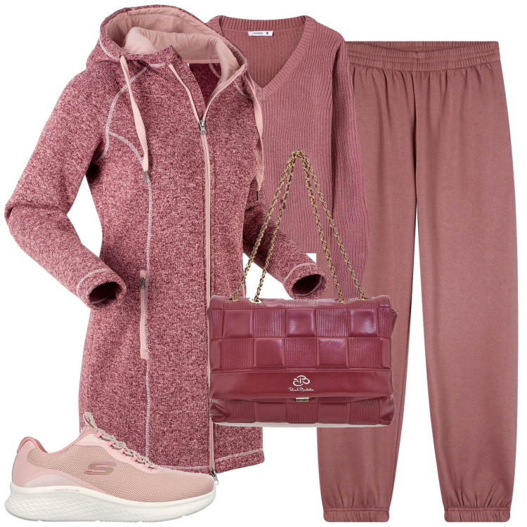 Outfit donna - Relax. Stile Casual per Tutti i giorni. Abbinamento con blazer, pantaloni, maglieria, sneakers, borse a tracolla.