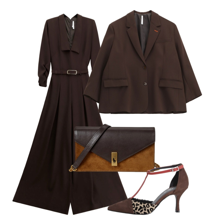 Outfit donna - Chic. Stile Chic per Tutti i giorni. Abbinamento con blazer, tute, décolleté, clutch.