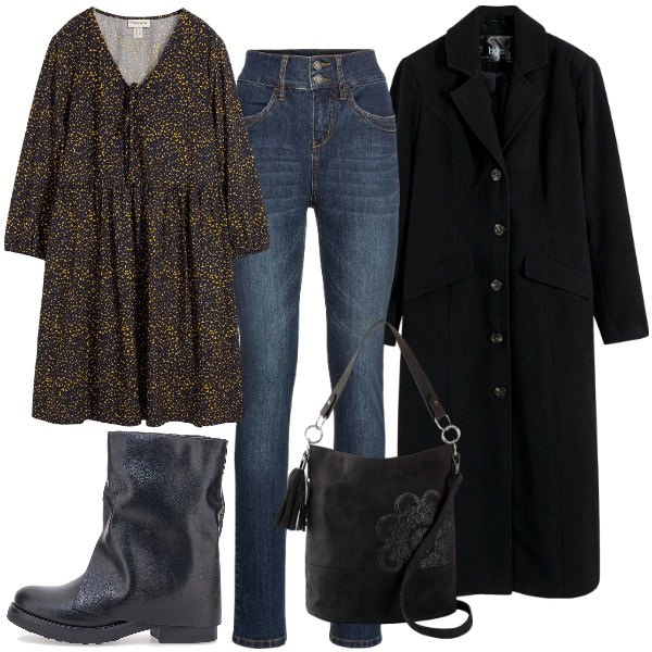 Outfit donna - un jeans per ogni occasione. Stile Casual per Tutti i giorni. Abbinamento con jeans slim fit, vestiti, borse a mano, cappotti, stivaletti.