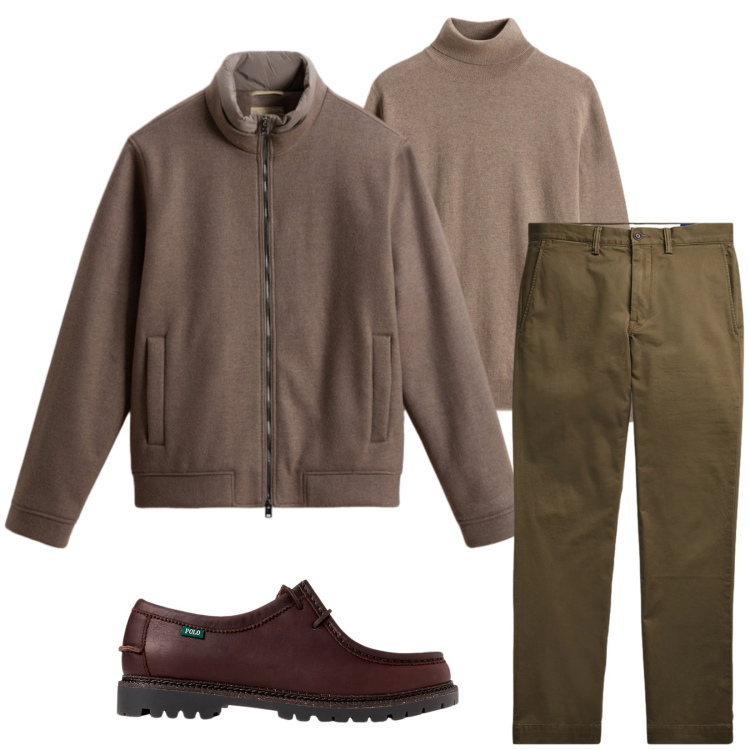Outfit uomo - Total look #2283486. Stile Casual per Tutti i giorni. Abbinamento con scarpe stringate, pantaloni, bomber, maglieria.