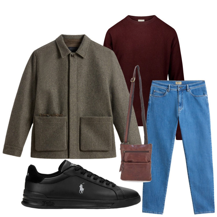 Outfit uomo - Total look #2283501. Stile Trendy per Tutti i giorni. Abbinamento con sneakers, pantaloni, cappotti, maglieria, portafogli.