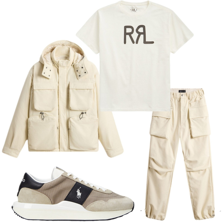 Outfit uomo - Total look #2283506. Stile Trendy per Tutti i giorni. Abbinamento con t-shirt, sneakers, pantaloni, giacche.