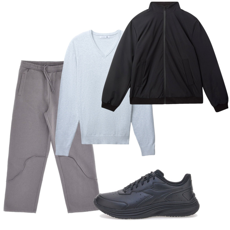 Outfit uomo - Novembre. Stile Casual per Tutti i giorni. Abbinamento con giacche, maglieria, sneakers, pantaloni.