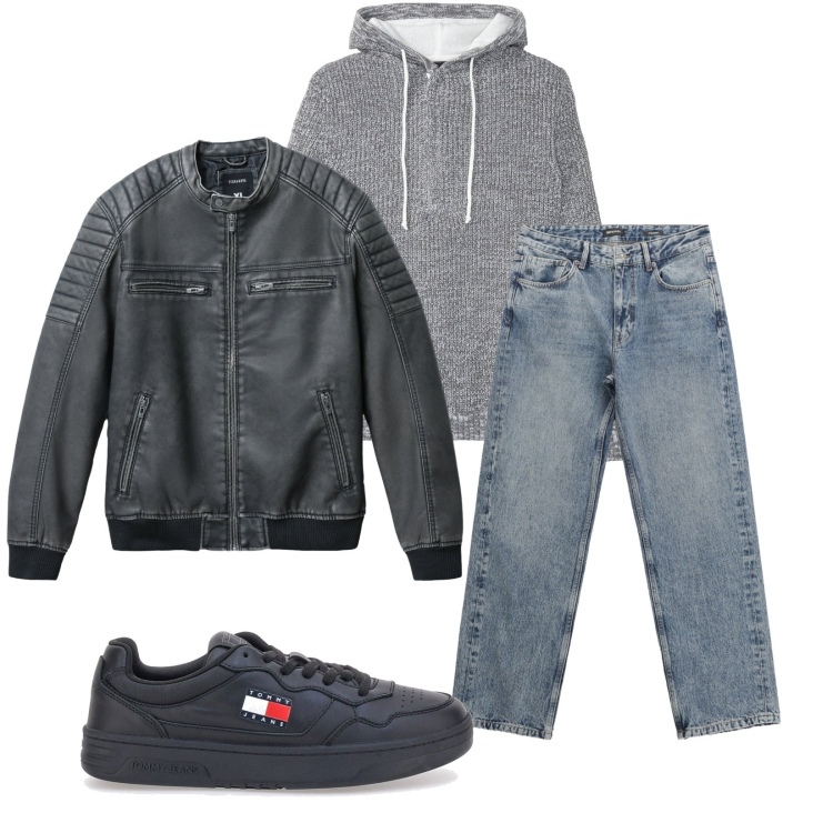 Outfit uomo - Total look #2283524. Stile Trendy per Tutti i giorni. Abbinamento con maglieria, giacche, jeans dritti, sneakers.