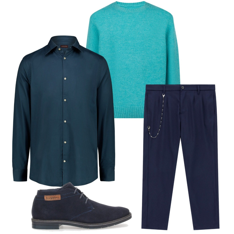 Outfit uomo - Total look #2283548. Stile Business/Elegante per Ufficio. Abbinamento con pantaloni, scarpe stringate, maglieria, camicie.