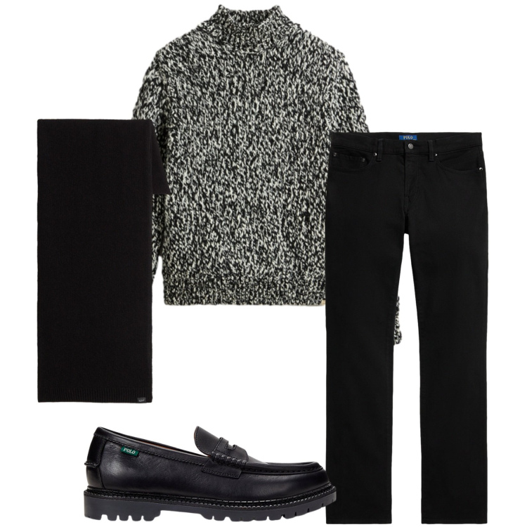 Outfit uomo - Total look #2283555. Stile Trendy per Tutti i giorni. Abbinamento con scarpe stringate, pantaloni, maglieria, sciarpe.