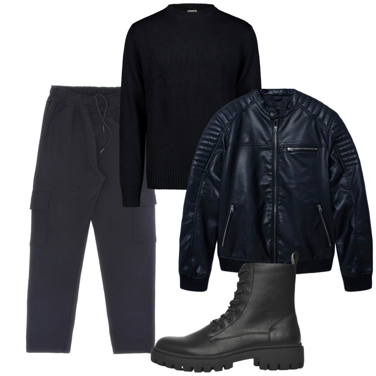 Outfit uomo - Urban time. Stile Urban per Tutti i giorni. Abbinamento con anfibi, giacche, maglieria, pantaloni cargo.