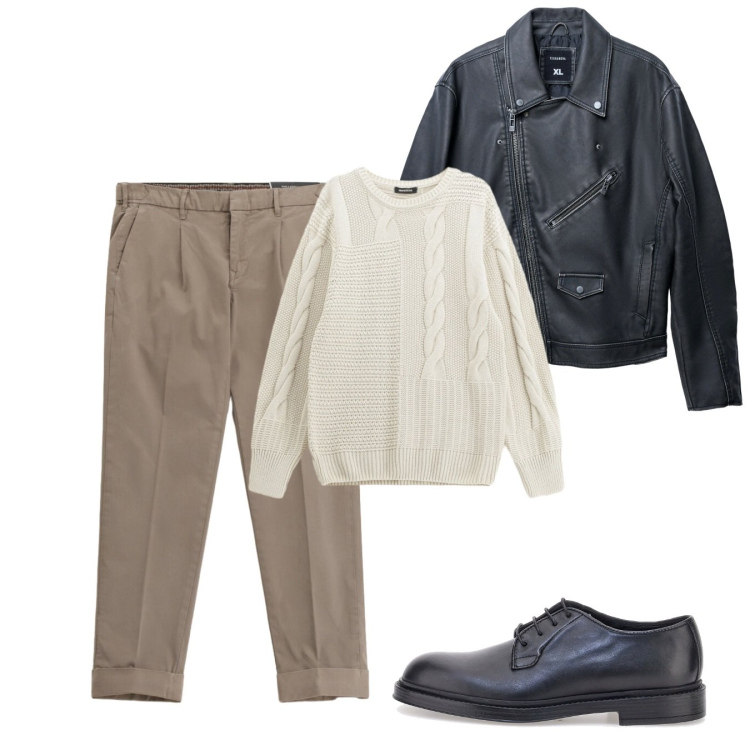 Outfit uomo - Novembre. Stile Casual per Tutti i giorni. Abbinamento con giacche, maglieria, pantaloni chino, scarpe stringate.