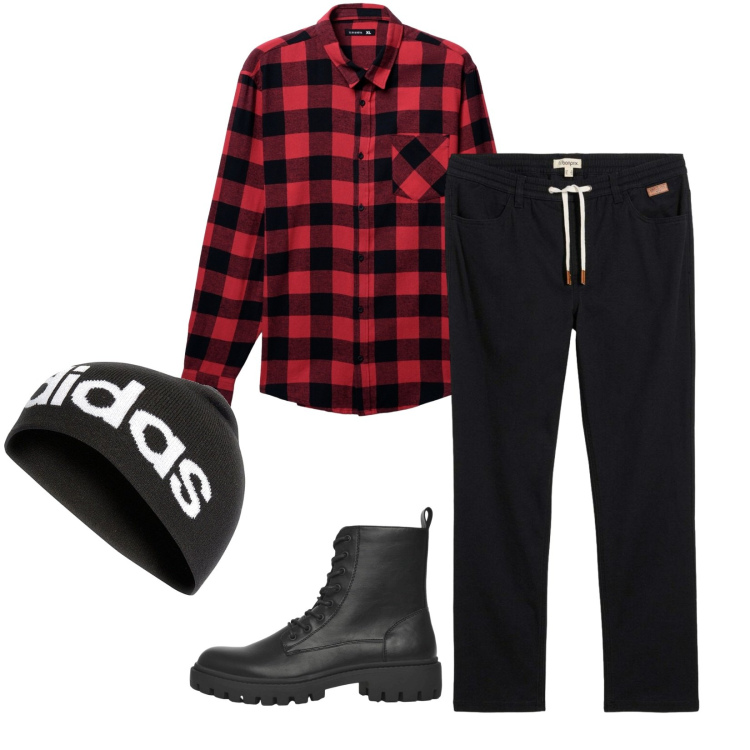 Outfit uomo - Total look #2283571. Stile Trendy per Tutti i giorni. Abbinamento con pantaloni, anfibi, camicie, berretti.