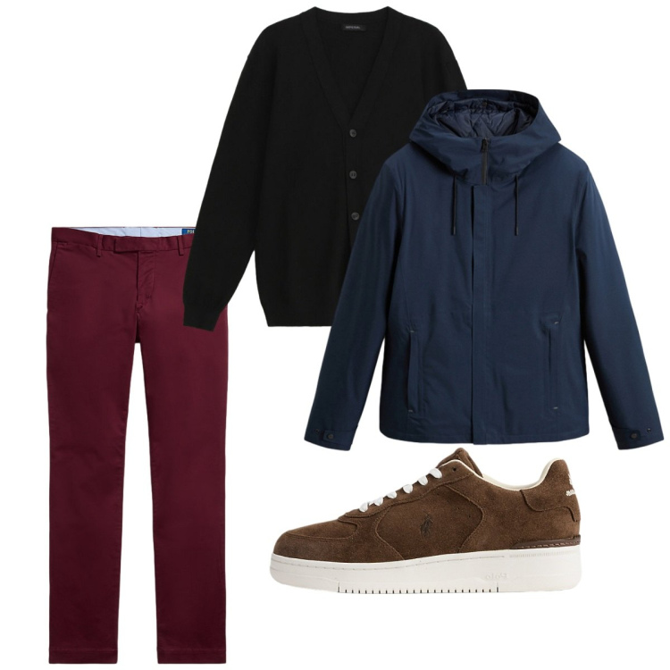 Outfit uomo - Novembre. Stile Casual per Tutti i giorni. Abbinamento con cardigans, sneakers, pantaloni, giacche.