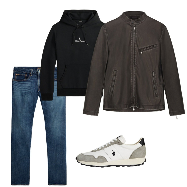 Outfit uomo - Novembre. Stile Casual per Tutti i giorni. Abbinamento con sneakers, felpe con cappuccio, jeans dritti, giacche.