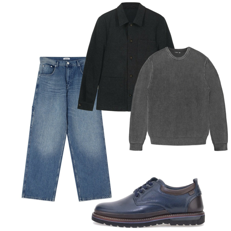 Outfit uomo - Autunno. Stile Casual per Tutti i giorni. Abbinamento con maglieria, jeans, scarpe stringate, cappotti.