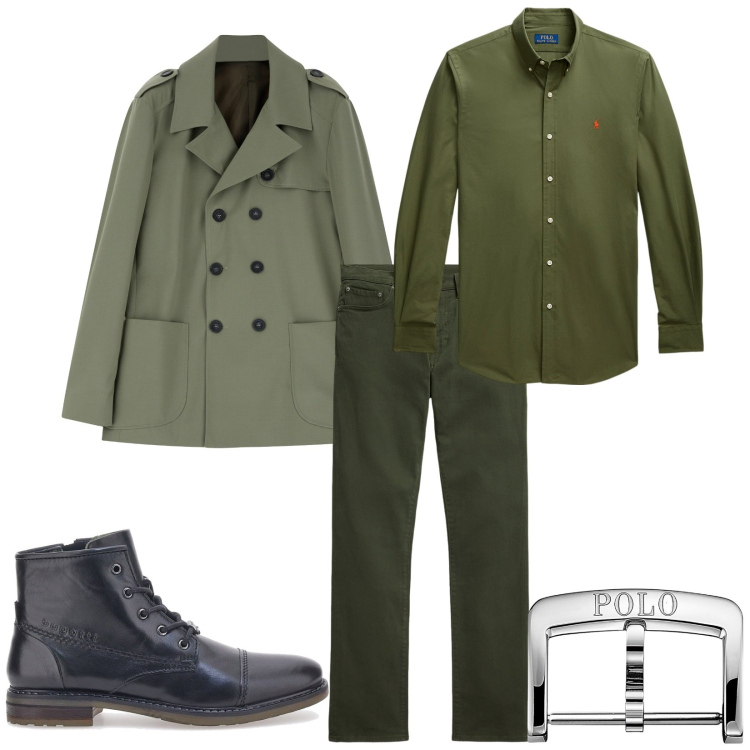 Outfit uomo - Total look #2283625. Stile Trendy per Serata speciale. Abbinamento con giacche, camicie, pantaloni, orologi, stivali e stivaletti.