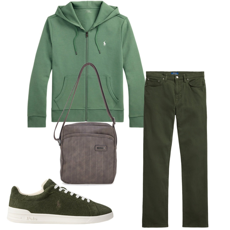 Outfit uomo - Total look #2283626. Stile Urban per Tutti i giorni. Abbinamento con sneakers, pantaloni, felpe, portafogli.