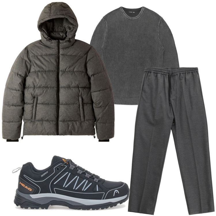 Outfit uomo - Total look #2283628. Stile Casual per Sport. Abbinamento con maglieria, bomber, pantaloni, stivali e stivaletti.