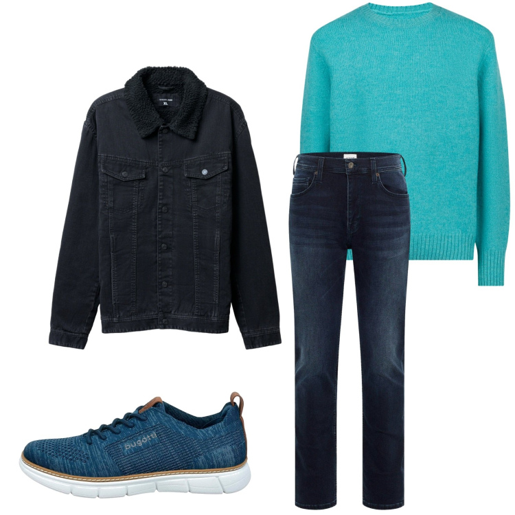 Outfit uomo - Total look #2283629. Stile Trendy per Tutti i giorni. Abbinamento con jeans slim fit, giacche, sneakers, maglieria.