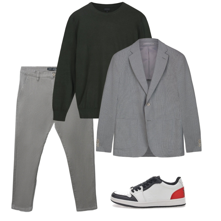 Outfit uomo - Fall. Stile Casual per Tutti i giorni. Abbinamento con pantaloni chino, sneakers, giacche, maglieria.