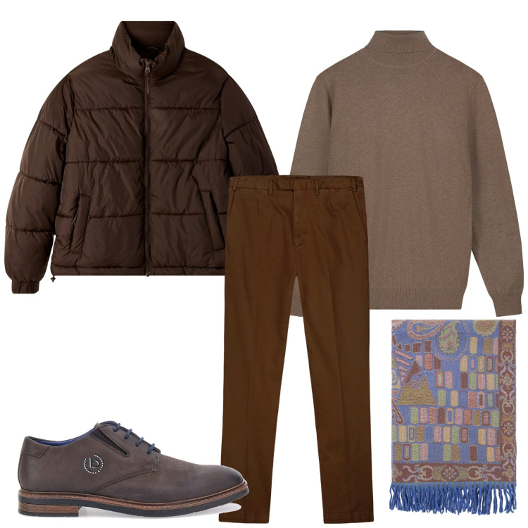 Outfit uomo - Total look #2283633. Stile Trendy per Serata speciale. Abbinamento con bomber, sciarpe, scarpe stringate, pantaloni, maglieria.