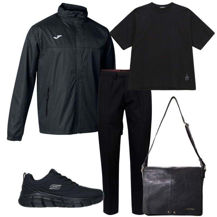 Outfit uomo - Total look #2283638. Stile Urban per Sport. Abbinamento con t-shirt, borse sportive, giacche, sneakers, pantaloni.