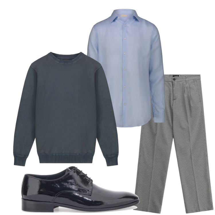 Outfit uomo - Total look #2283640. Stile Business/Elegante per Serata speciale. Abbinamento con pantaloni, scarpe stringate, camicie, maglieria.