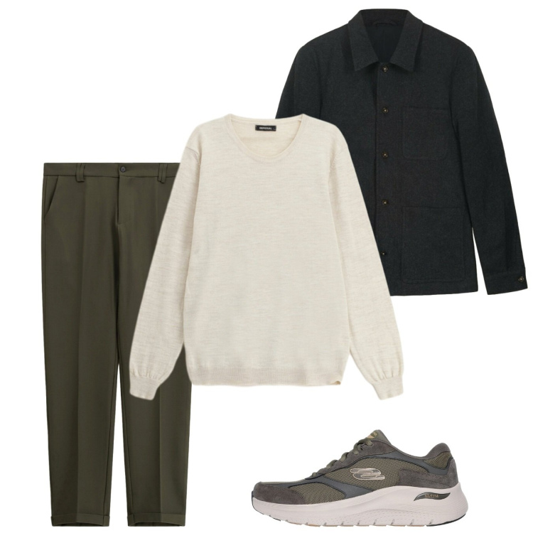 Outfit uomo - Autunno. Stile Casual per Tutti i giorni. Abbinamento con maglieria, pantaloni chino, sneakers, cappotti.