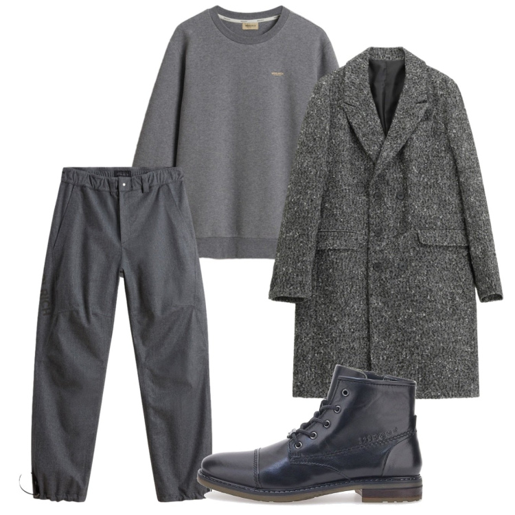 Outfit uomo - Fall. Stile Casual per Tutti i giorni. Abbinamento con cappotti, pantaloni, felpe, stivali e stivaletti.