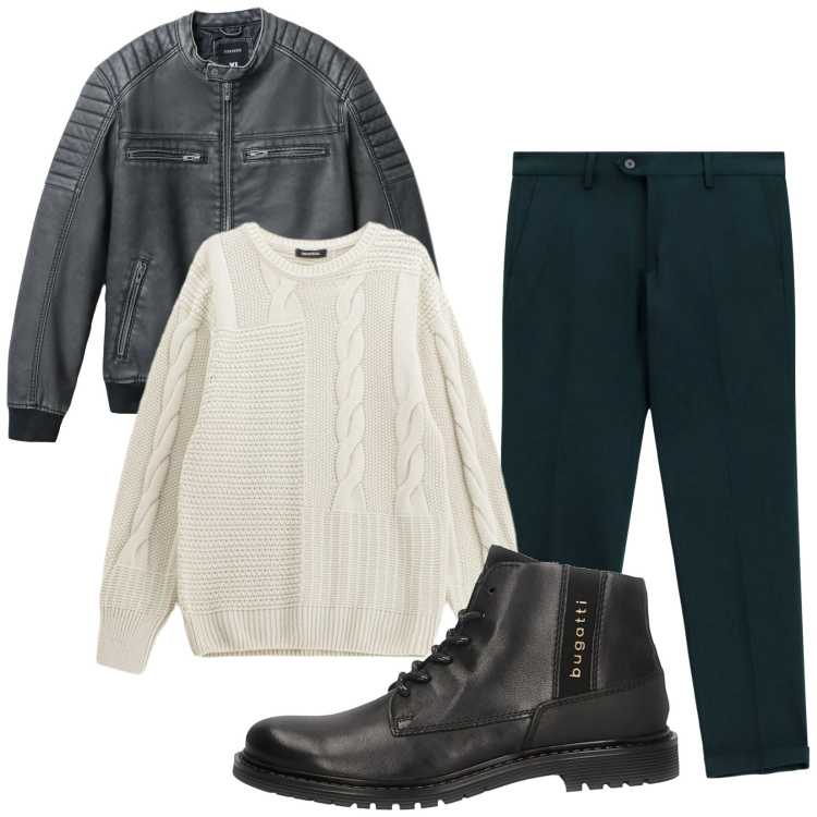 Outfit uomo - Total look #2283662. Stile Trendy per Tutti i giorni. Abbinamento con giacche, maglieria, pantaloni, stivali e stivaletti.