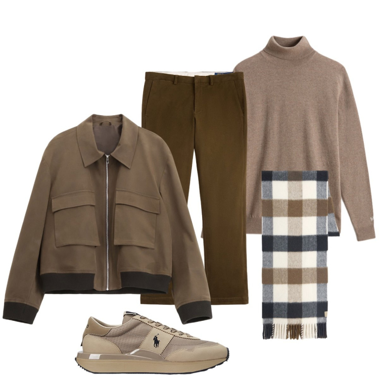 Outfit uomo - La calda sciarpa. Stile Trendy per Tutti i giorni. Abbinamento con giacche, sneakers, pantaloni chino, maglieria, sciarpe.