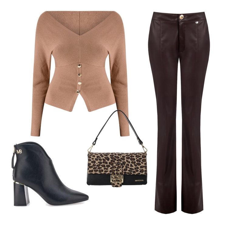 Outfit donna - Total look #2283797. Stile Casual per Ufficio. look ideale per Petite. Abbinamento con pantaloni, maglieria, borse a spalla, stivaletti.