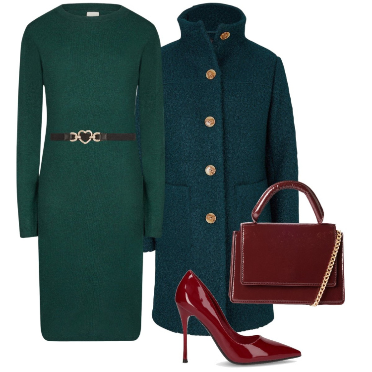 Outfit donna - Total look #2283825. Stile Chic per Tutti i giorni. Abbinamento con cappotti, cinture, borse a tracolla, vestiti midi/longuette, décolleté.