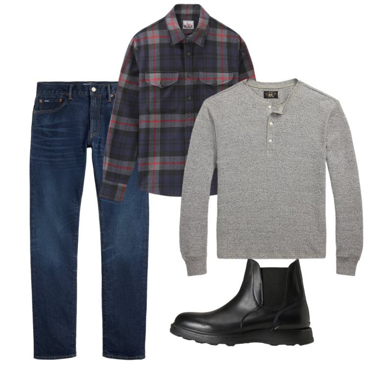 Outfit uomo - Novembre. Stile Casual per Tutti i giorni. Abbinamento con t-shirt, jeans, stivali e stivaletti, cappotti.
