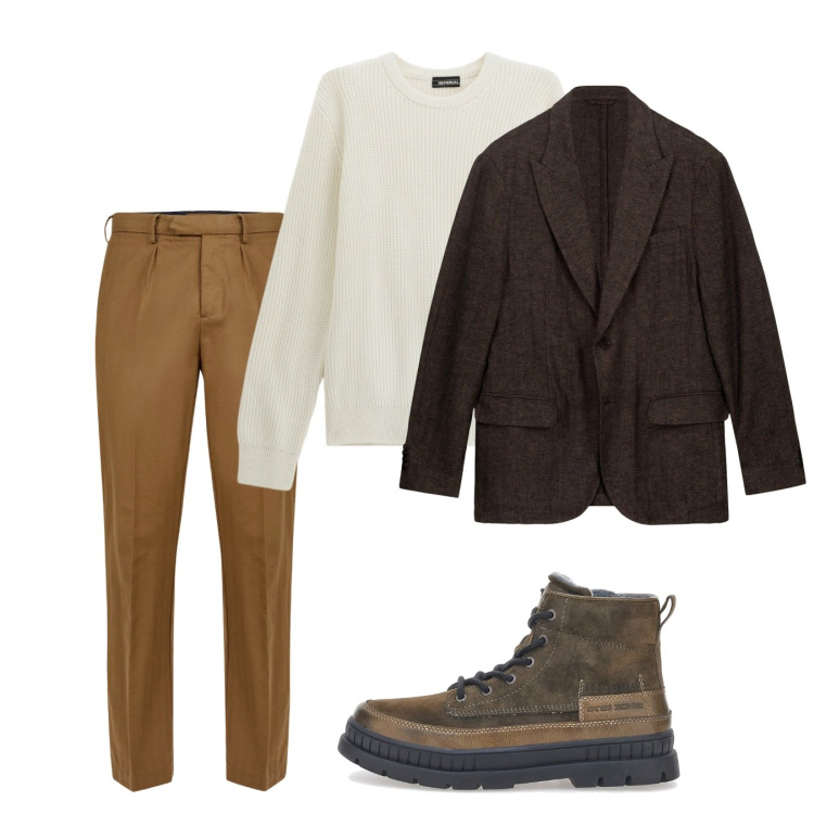 Outfit uomo - Autunno. Stile Casual per Tutti i giorni. Abbinamento con maglieria, pantaloni, stivali e stivaletti, giacche.