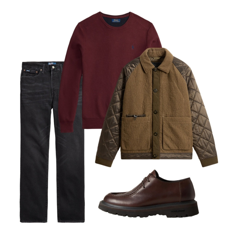Outfit uomo - Autunno. Stile Casual per Tutti i giorni. Abbinamento con jeans dritti, maglieria, scarpe stringate, giacche.