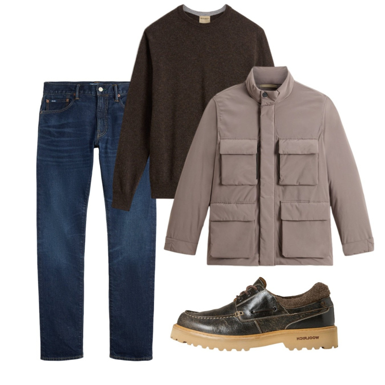 Outfit uomo - Novembre. Stile Casual per Tutti i giorni. Abbinamento con jeans, scarpe stringate, giacche, maglieria.