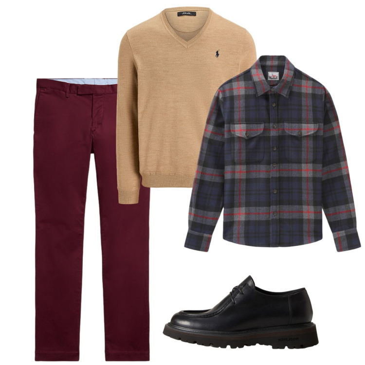 Outfit uomo - Novembre. Stile Casual per Tutti i giorni. Abbinamento con pantaloni, maglieria, scarpe stringate, cappotti.