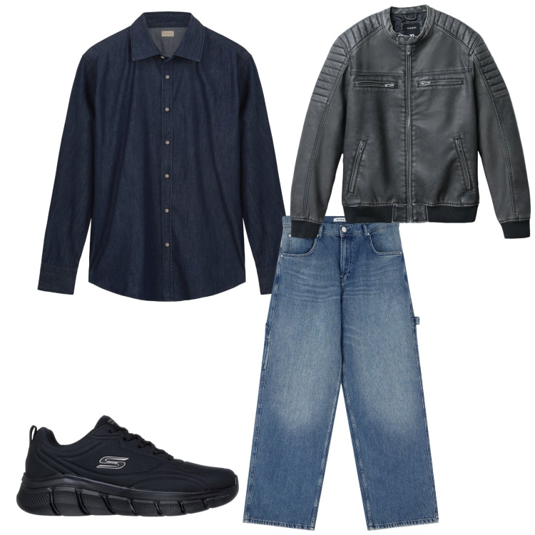 Outfit uomo - Total look #2283859. Stile Trendy per Tutti i giorni. Abbinamento con giacche, jeans, camicie, sneakers.