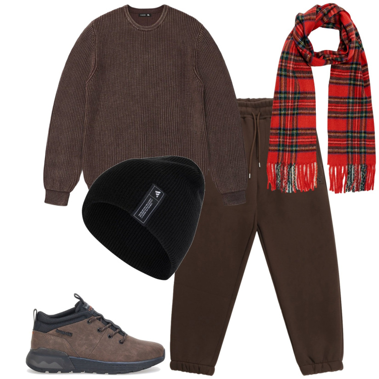 Outfit uomo - Total look #2283870. Stile Urban per Sport. Abbinamento con maglieria, pantaloni, berretti, sciarpe, sneakers.